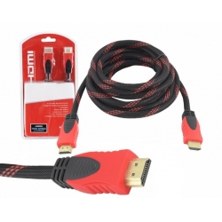 Kabel HDMI nylon czerwony v.1.4 10m blister
