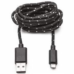 Kabel USB wt.A/wt.micro USB 3m czarny nylon