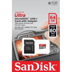 Karta pamięci microSD + adapter 64GB Sandisk Ultra