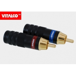 Wtyk RCA czarny złoty Vitalco 8mm