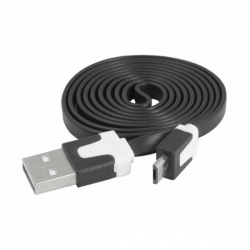 Kabel USB wt.A/wt.micro USB 1m płaski czarny