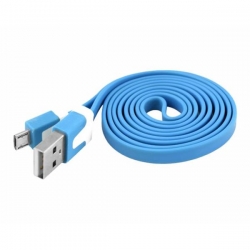 Kabel USB wt.A/wt.micro USB 1m płaski niebieski