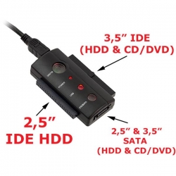 Konwerter interfejsów USB 3.0/IDE 2,5'' 3,5'' SATA