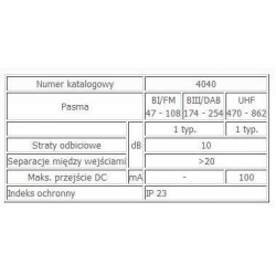 Zwrotnica masztowa Televes 4040 FM-DAB-UHF (DC)