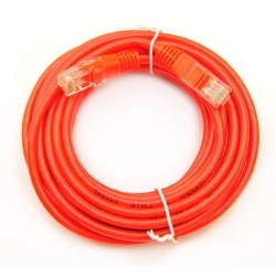 Kabel patchcord UTP CU kat.5e 15m czerwony