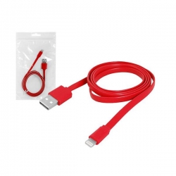 Kabel USB wt.A/wt. 8pin iPhone płaski czerwony 1m-27773