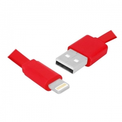 Kabel USB wt.A/wt. 8pin iPhone płaski czerwony 1m-27774