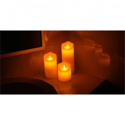Świeca bezpłomieniowa woskowa LED biała 12,5x7,5cm-28305