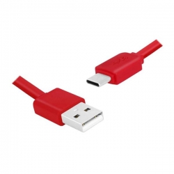Kabel USB wt.A/wt.C 1m płaski czerwony -28666