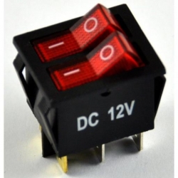 Przełącznik podświetlany podwójny 12V czerwony-31860