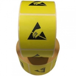 Etykieta ostrzegająca ESD żółta 50mmx50mm 1000szt.-34186