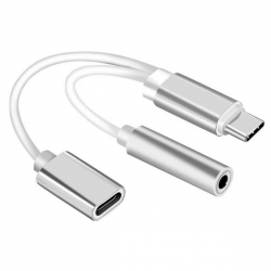 Redukcja wt.USB C/gn.USB C + gn.Jack 3,5-34759