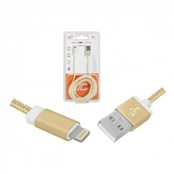 Kabel USB wt.A/wt.8pin 2m nylon LTC HQ złoty-35284