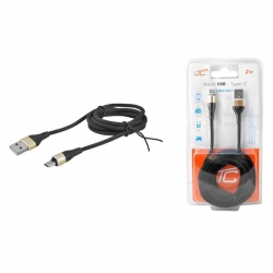 Kabel USB wt.A/wt.micro USB 2m nylon LTC czarny-35286