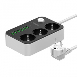 Listwa zasilająca 3xAC 6xUSB 1,6m 2500W czarna-36085