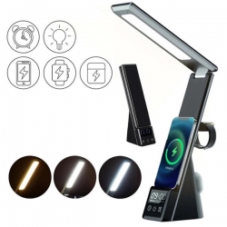 Lampka LED biurkowa z ładow. QI i wyświetlaczem-39242