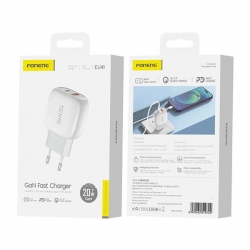Ładowarka sieciowa GaN 1xUSB-A 1xUSB-C 20W EU-41 -39672