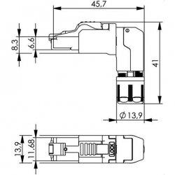 Wtyk modularny kąt. RJ45 8p8c kat.6A ekr. beznarz.-40015