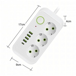 Listwa zasilająca 3xAC 4xUSB 1xUSB-C 2m wył. biała-40919