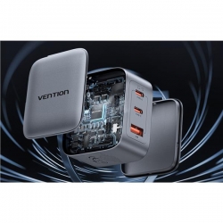 Ładowarka sieciowa GaN 70W Vention FEXH0 2xUSB-C/A-41102