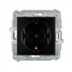 Gniazdo pojedyncze 2P+Z Schuko mini czarny mat-41186